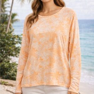 Hang Ten Peach Floral UPF 50+ Long Sleeve Top XXL Tropical Sun Protection Shirt